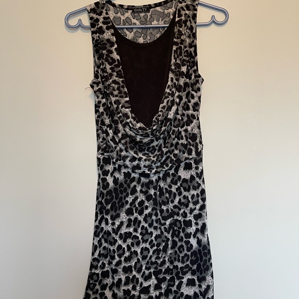 Grey Leopard Print Mini Dress